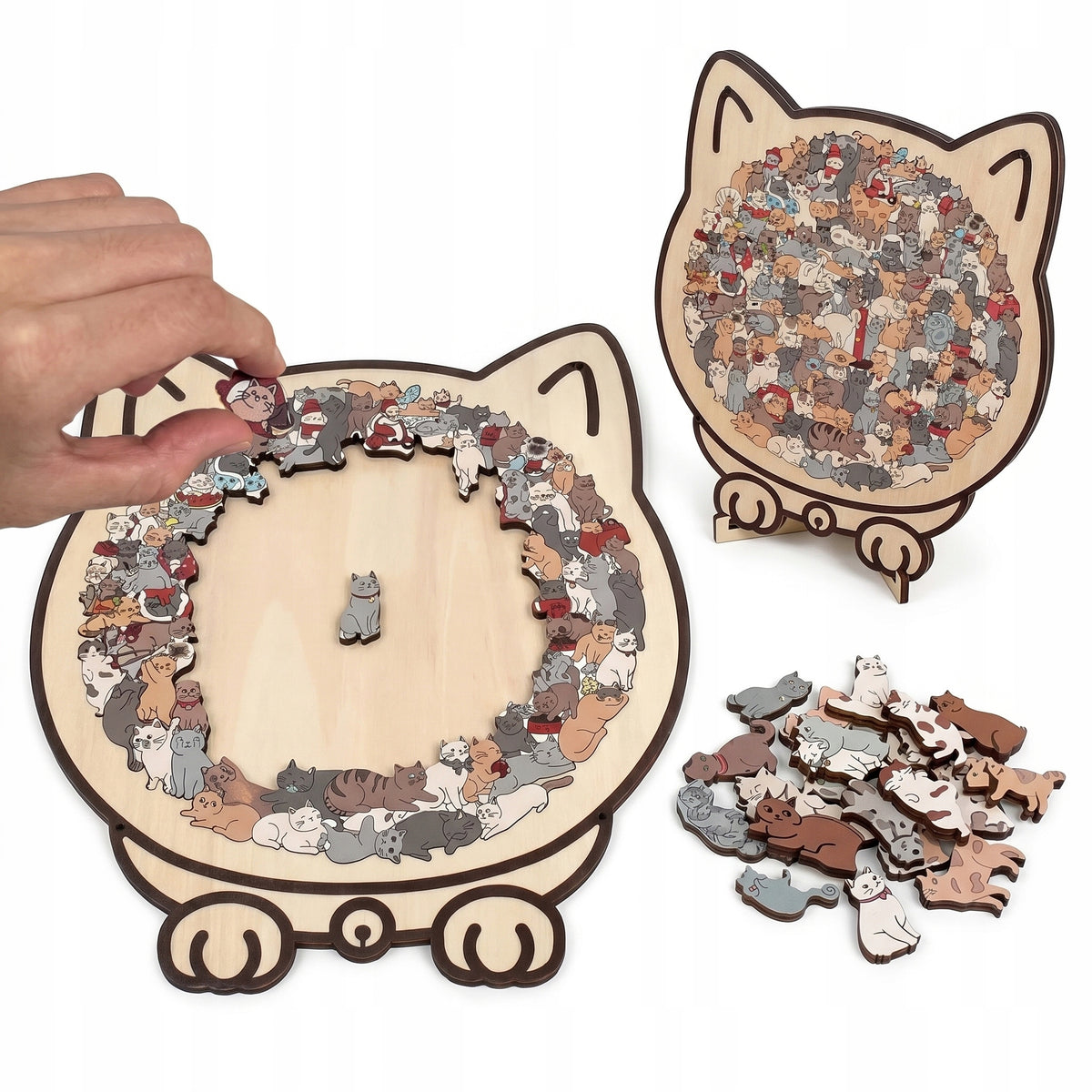 Wooden PUZZLE 3D KITTENS in Frame Gift ANTI-STRESS Wooden Puzzle