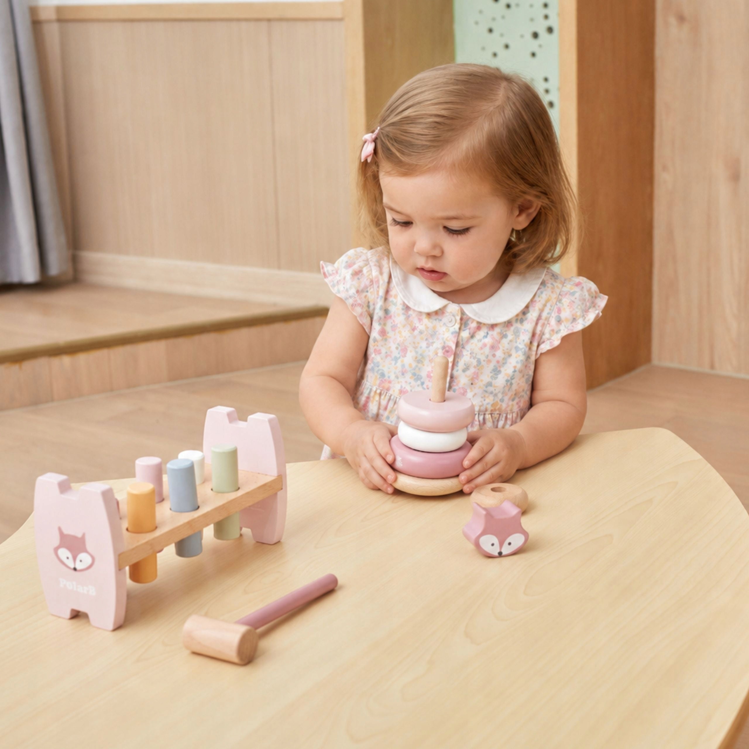 Wooden Punch Wańka Wstańka Sorter Fox Viga Set Kid's age 0＋