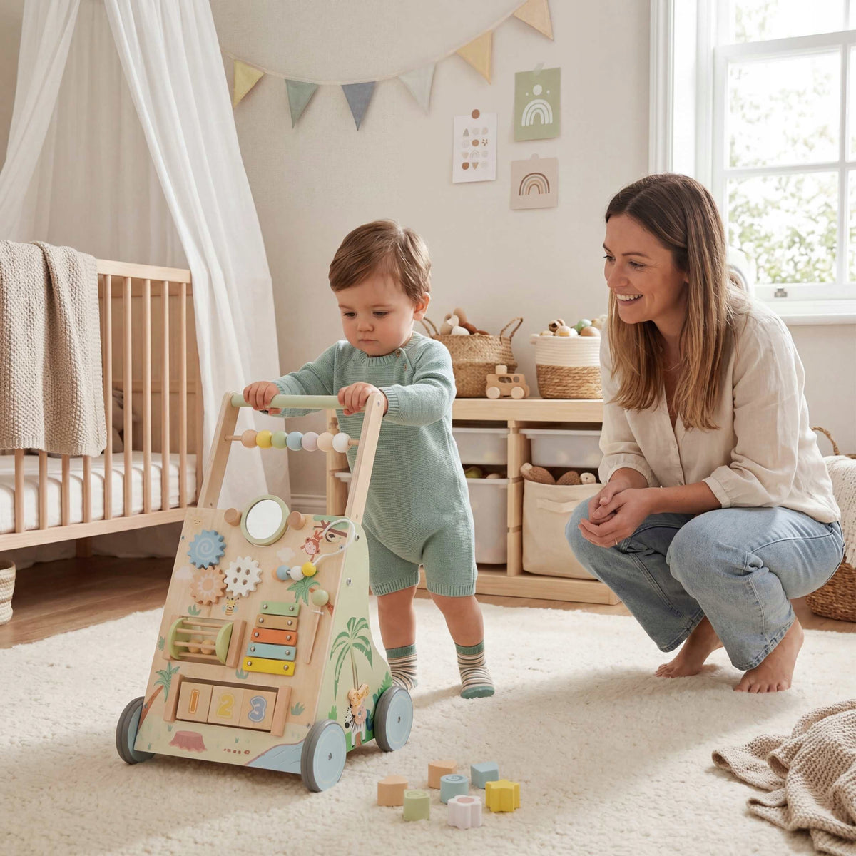 Wooden Pusher 6in1 Baby Walker Manipulation Board XXL Packaging status original