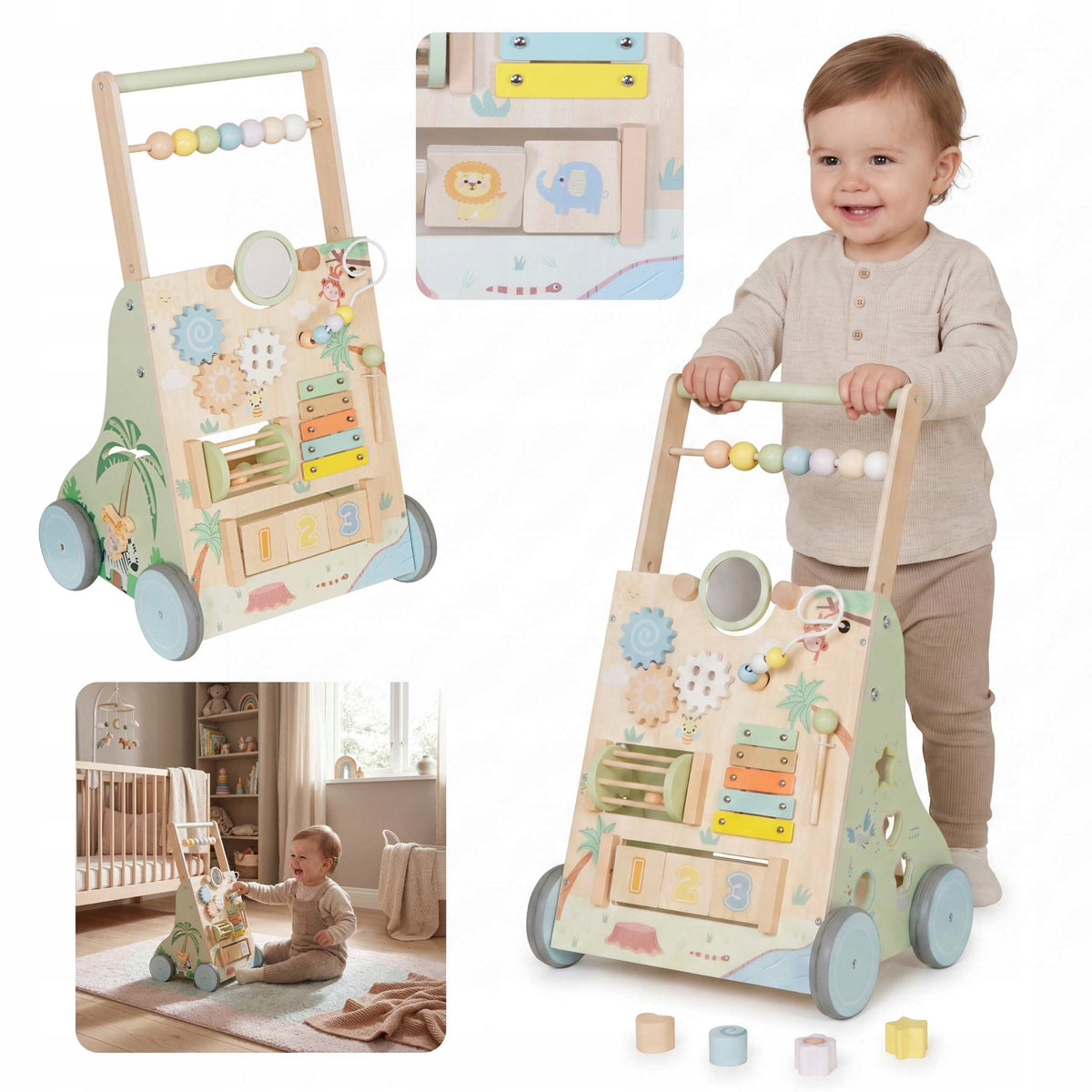 Wooden Pusher 6in1 Baby Walker Manipulation Board XXL