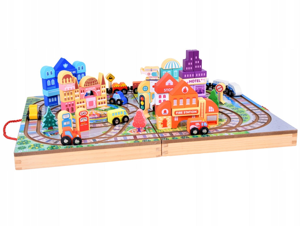 Wooden Queue for Children Set Track Train City Suitcase Brand Jokomisiada