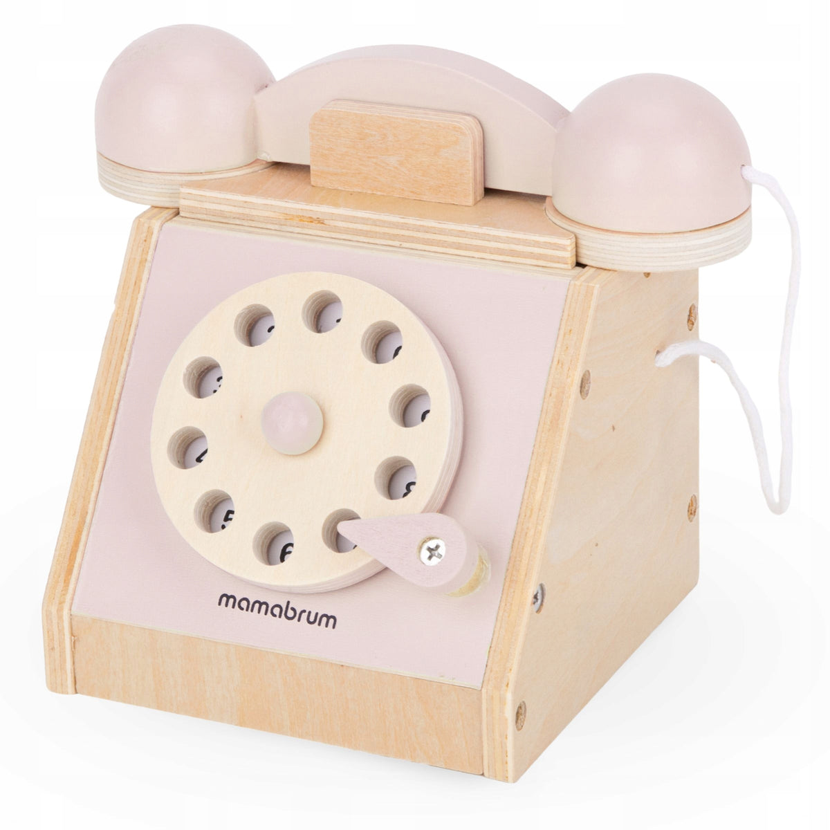 Wooden Retro Phone for Children Mamabrum 14 cm x 12 cm Shades of Pink