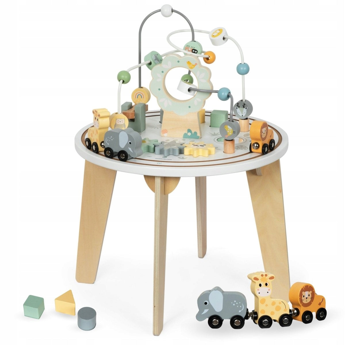 Wooden Round Educational Table with Magnetic Queue and Launcher