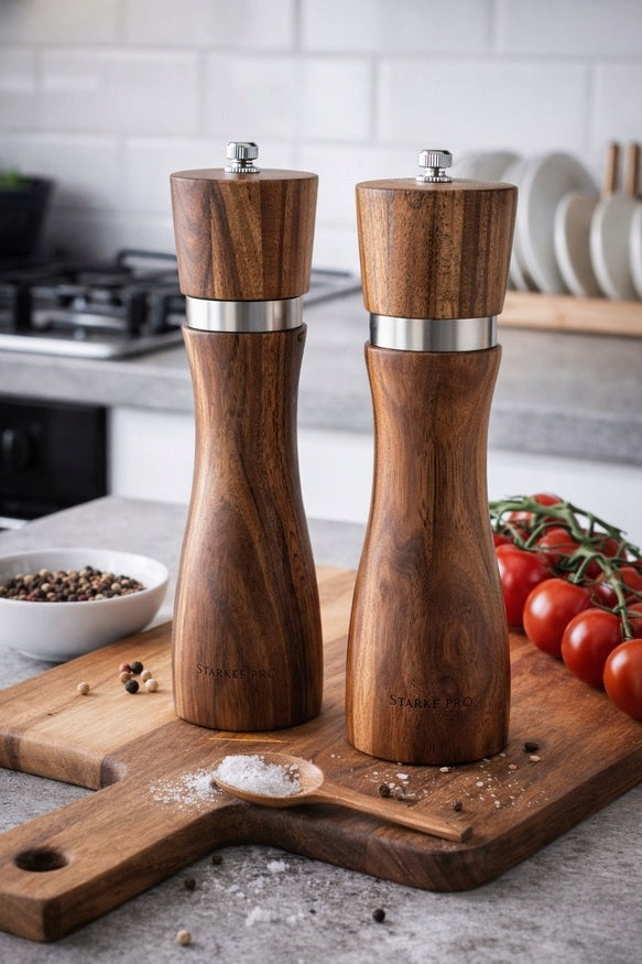 Wooden Salt and Pepper Grinder Set Starke Pro Aragon Brand Starke Pro
