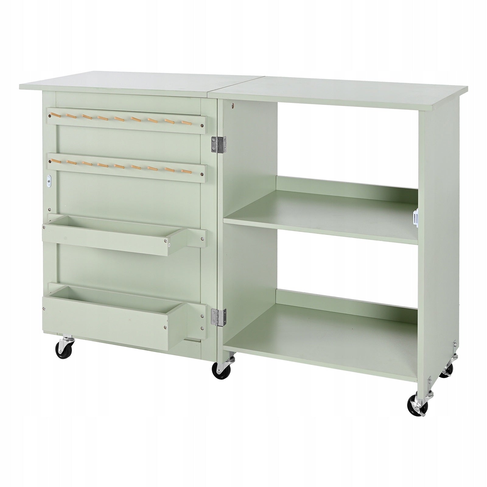 Wooden Sewing Table with Storage Space Light Green Folding Brand Vevor