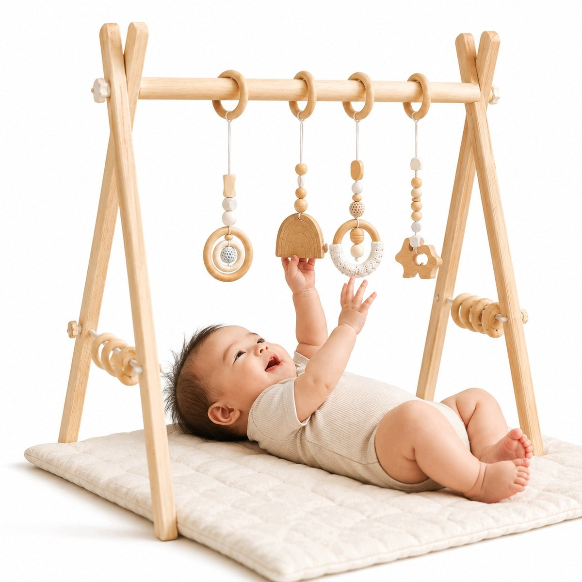 Wooden Stand with Hanging Montessori Infant Toys