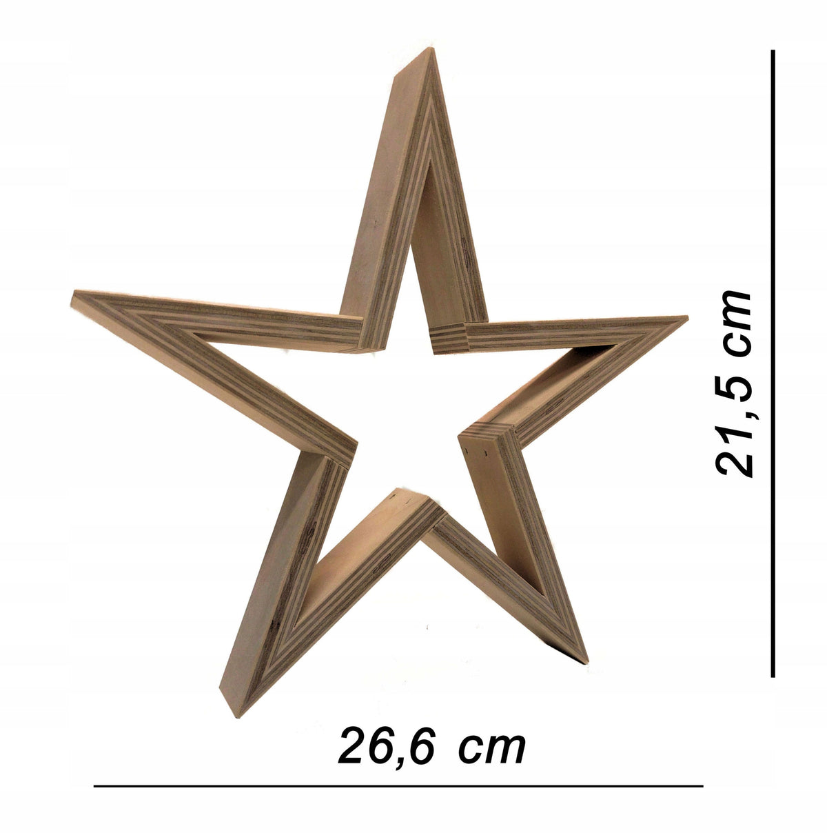 Wooden Star Christmas Decoration Base For Decorating Height 21,5cm