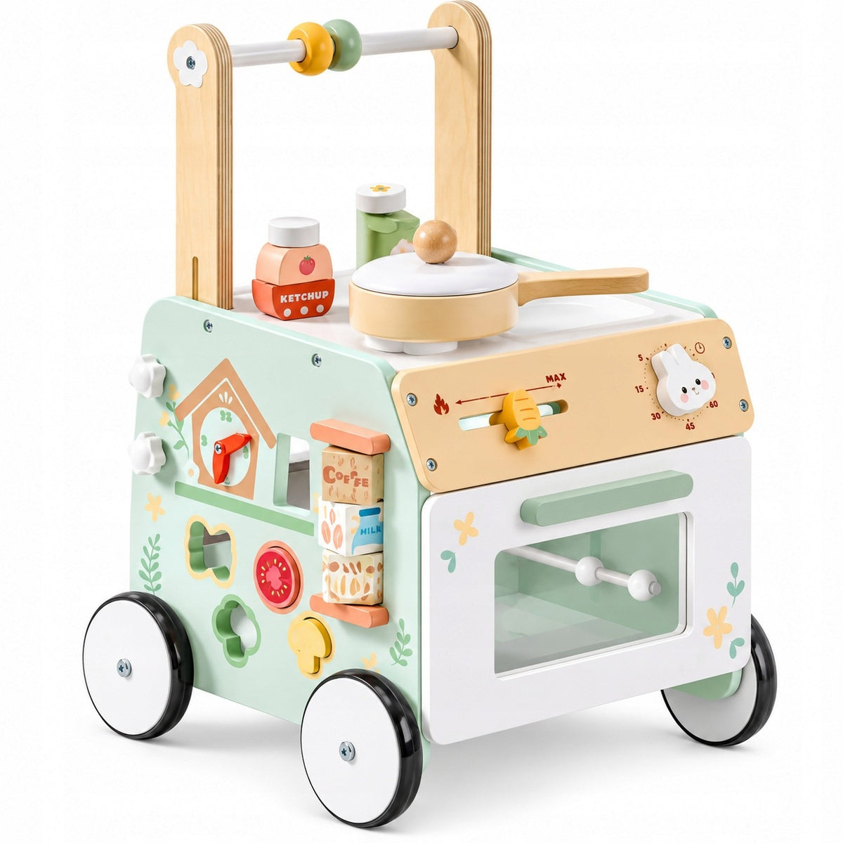 Wooden Stroller for Learning to Walk Robotime Educational Pusher for Kids