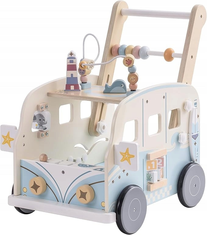 Wooden Stroller for Learning to Walk with Blocks and Activity Center 10m+
