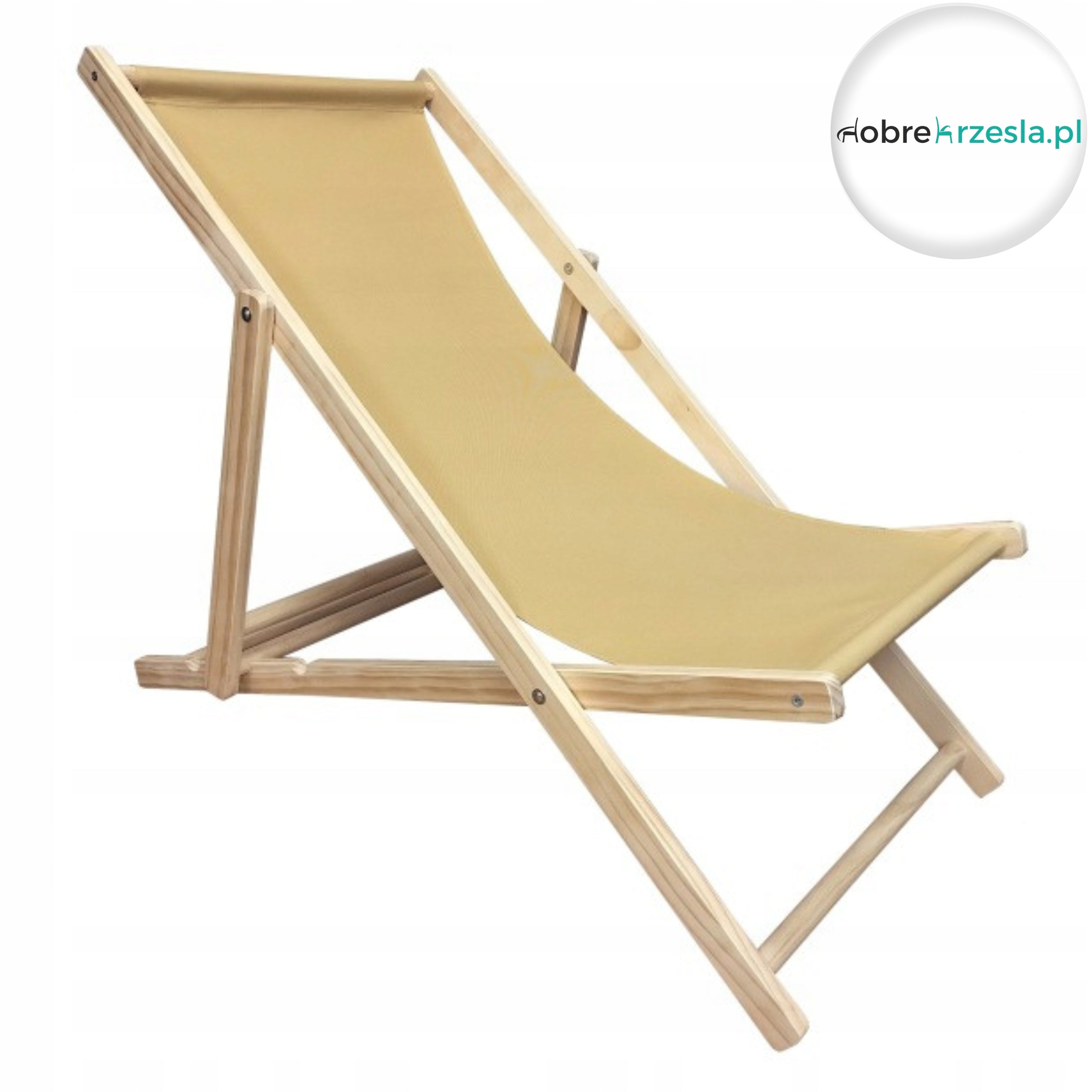Wooden Sun Lounger Folding Beige-Honey Adjustable in 3 Positions max.120 kg Frame material wood
