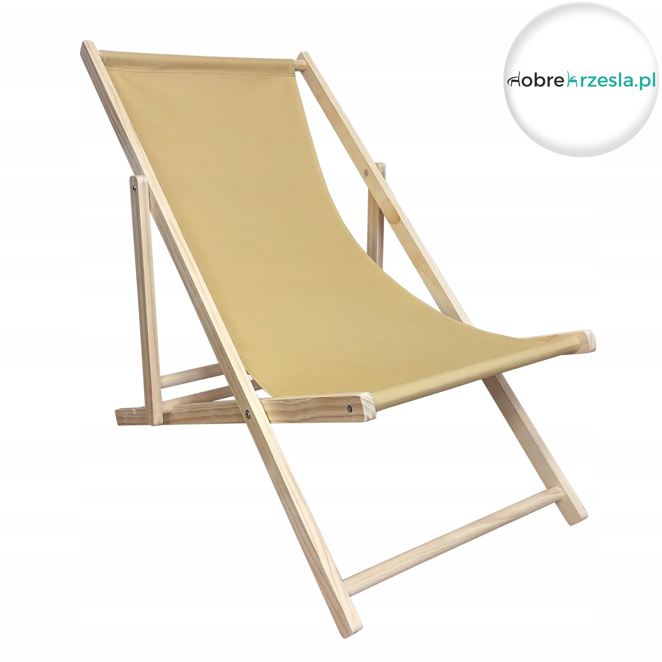 Wooden Sun Lounger Folding Beige-Honey Adjustable in 3 Positions max.120 kg Model Leżak