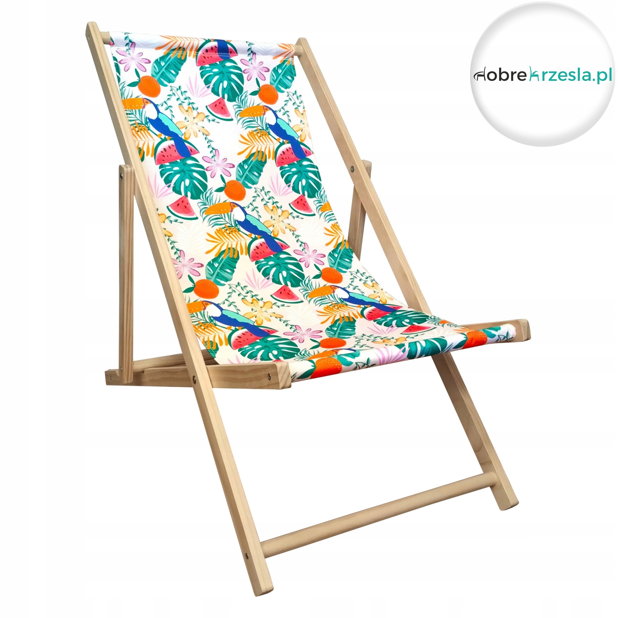 Wooden Sun Lounger Folding Colorful Boho Adjustable in 3 Positions max.120 kg Kind sunbed
