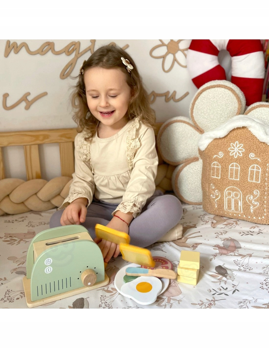 Wooden Toaster Breakfast Set with Appliance Accessories 13 el. WOOPIE GREEN Manufacturer code 56478