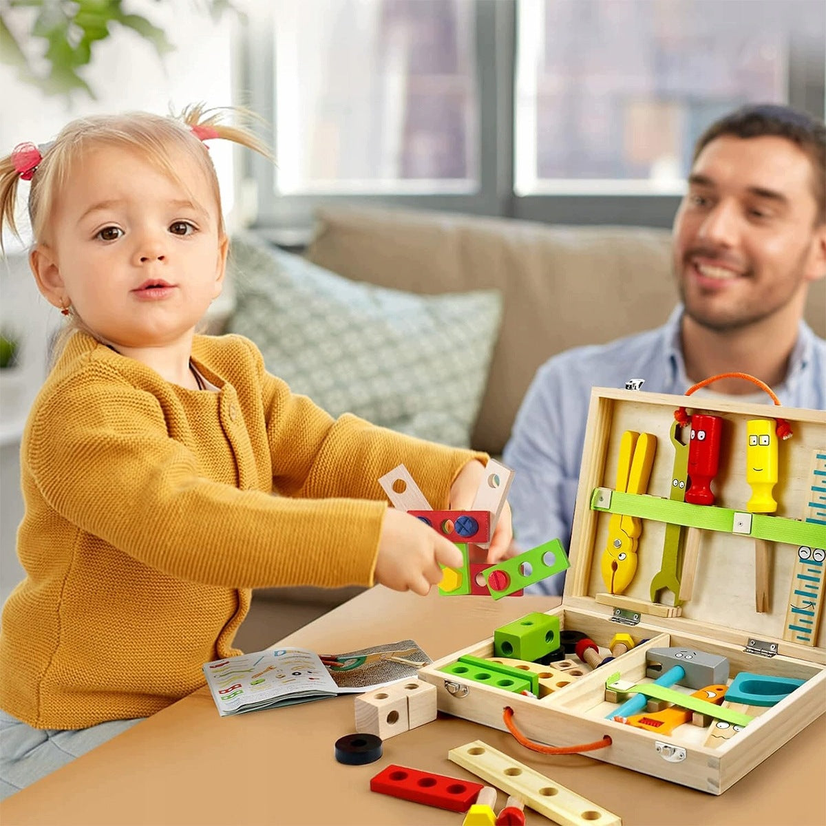 Wooden Tool Set 34pcs For Boy And Girl 3+ Packaging status original