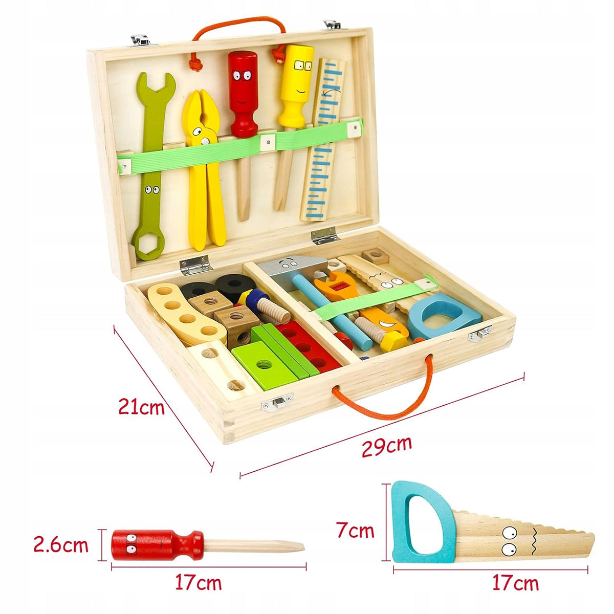 Wooden Tools in Box Small DIY Workshop Set Brand no brand