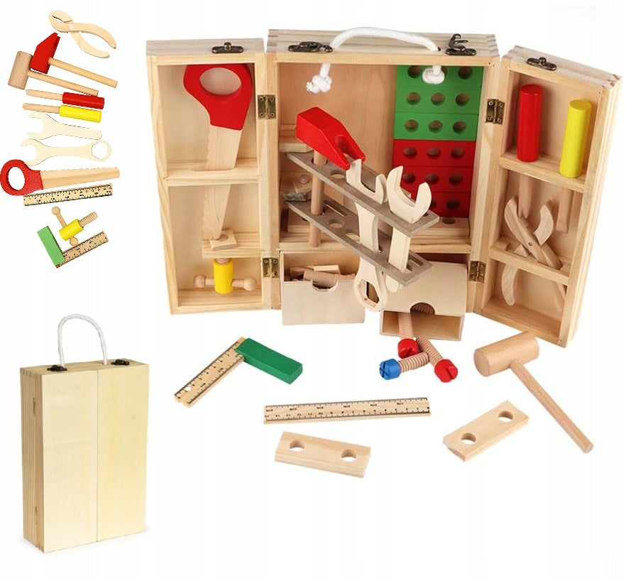 Wooden Tools in Box Small DIY Workshop Set W074