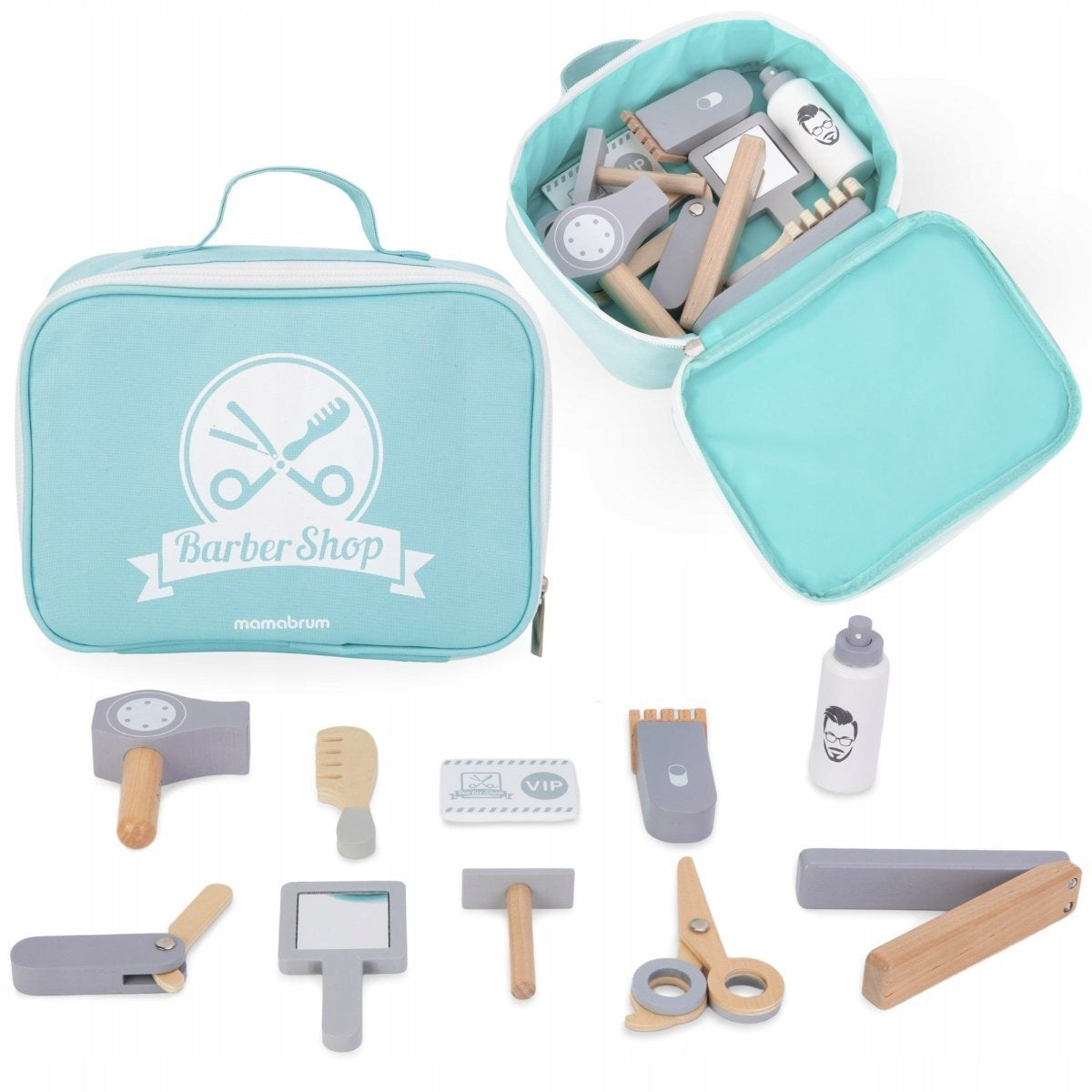 Wooden Toy Barber Hairdresser for Kids Educational Set Small Baber