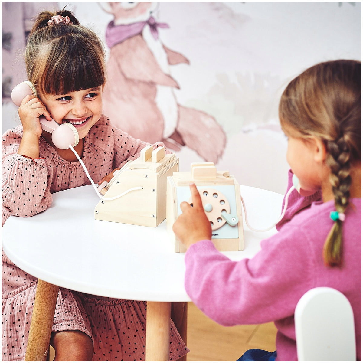 Wooden Toy Retro Phone with Shield For Children Shades of Green Manufacturer code MAM109 PHONE BLUE