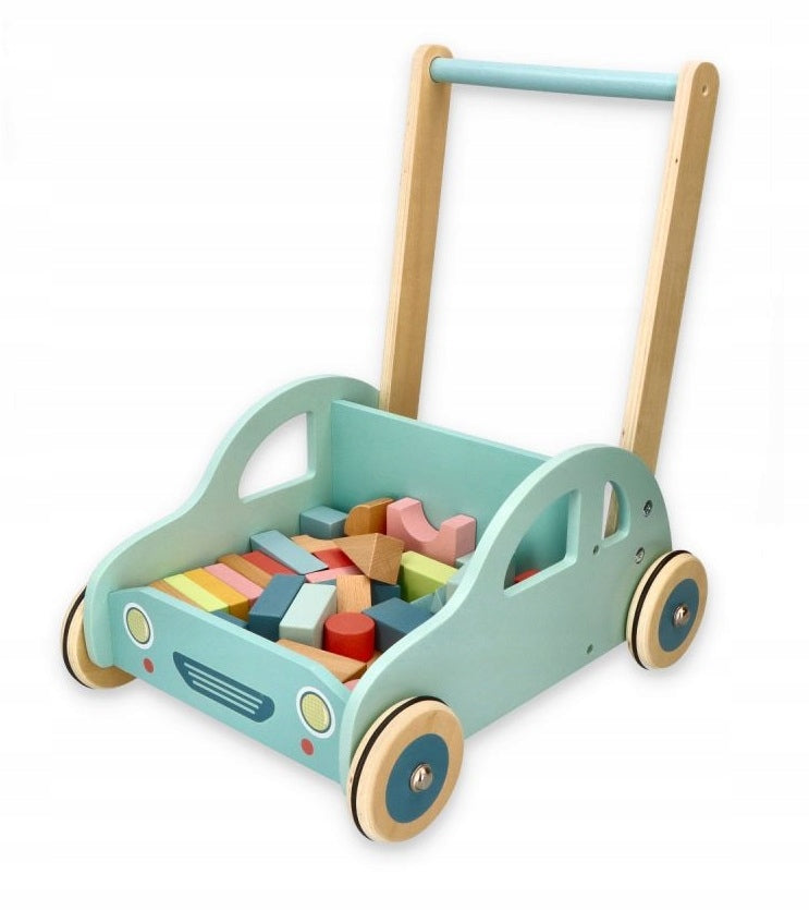 Wooden baby walker 1+ Car Pusher with Montessori blocks Lelin Brand Lelin