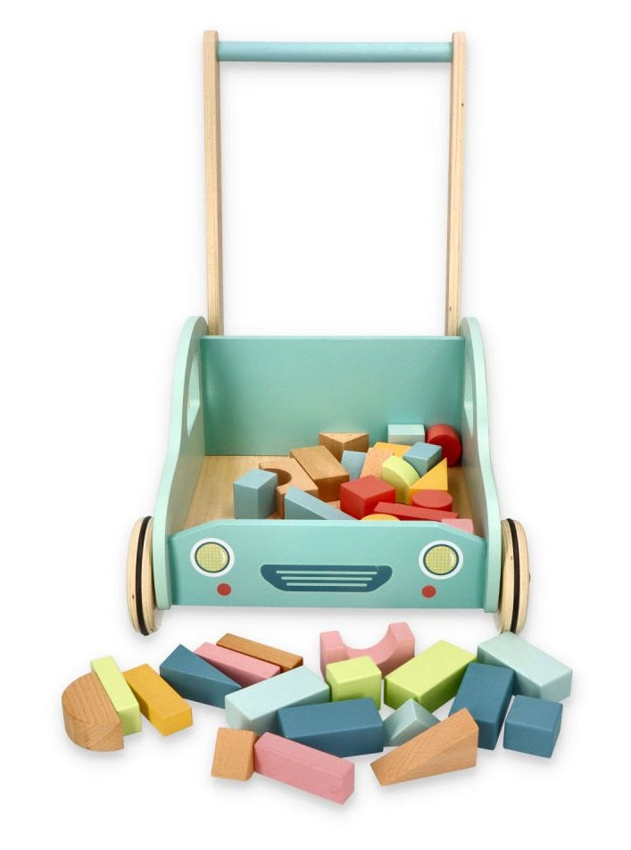 Wooden baby walker 1+ Car Pusher with Montessori blocks Lelin