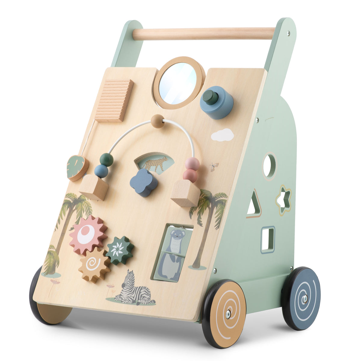Wooden baby walker pusher sensory ride-on to play Nukido Brand Nukido