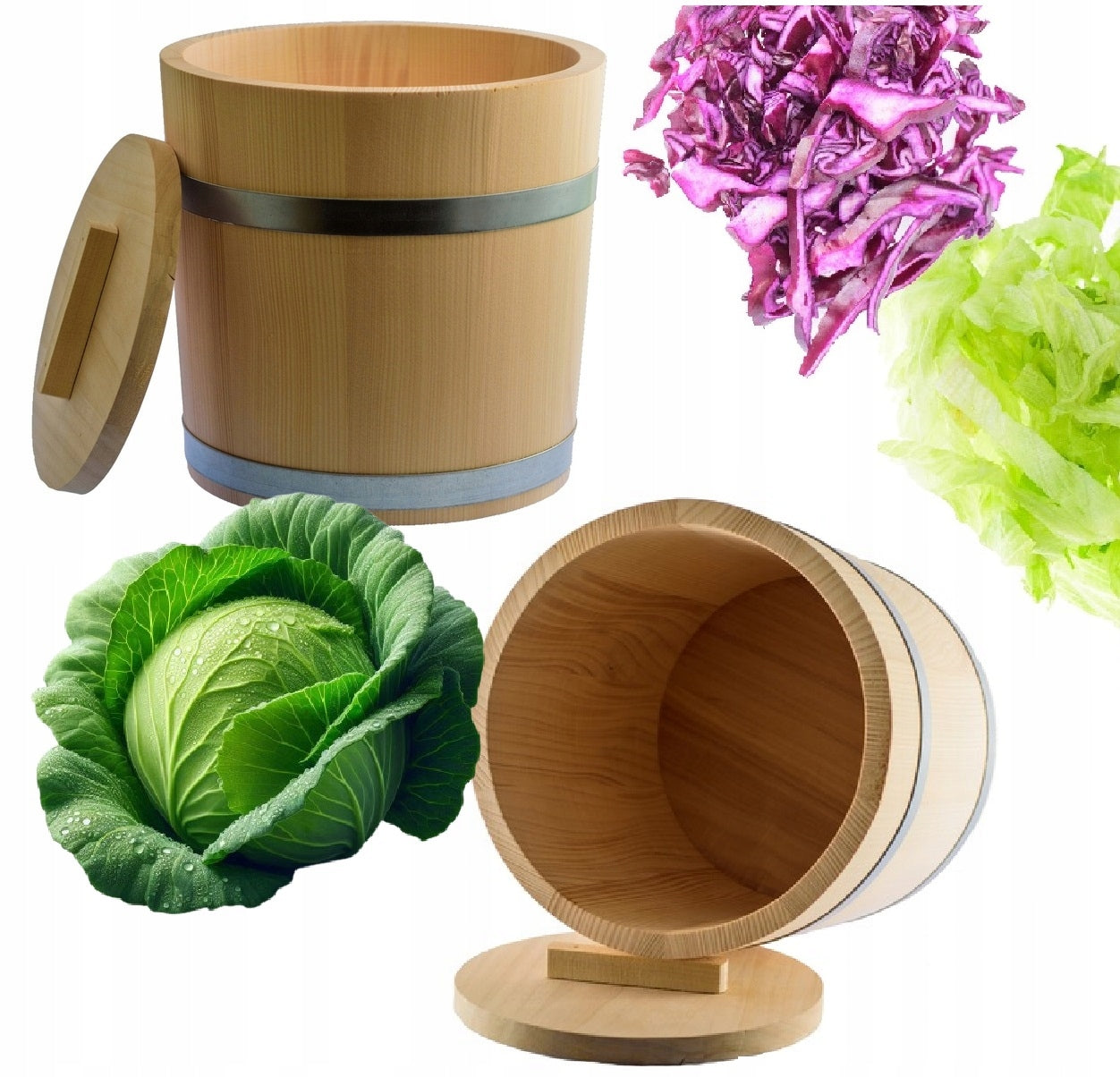 Wooden barrel for pickling cabbage, cucumbers 25 L tradition and natural