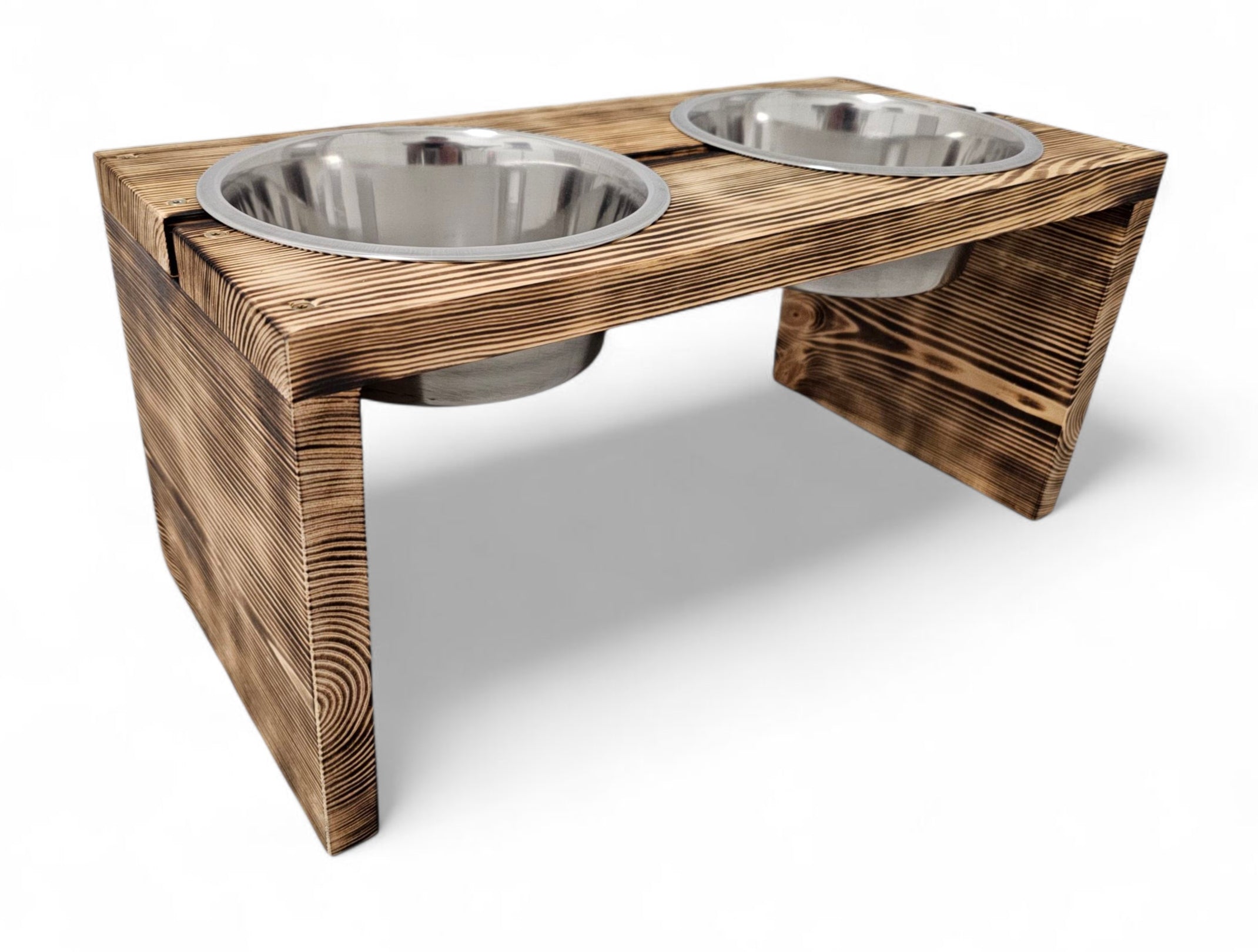 Wooden bowl stand brown 2x1,80 l Psi buffet stainless steel