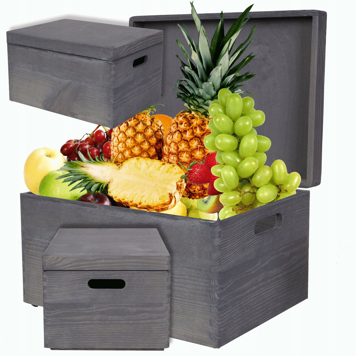 Wooden box with age wooden box with handles box 40x30 cm