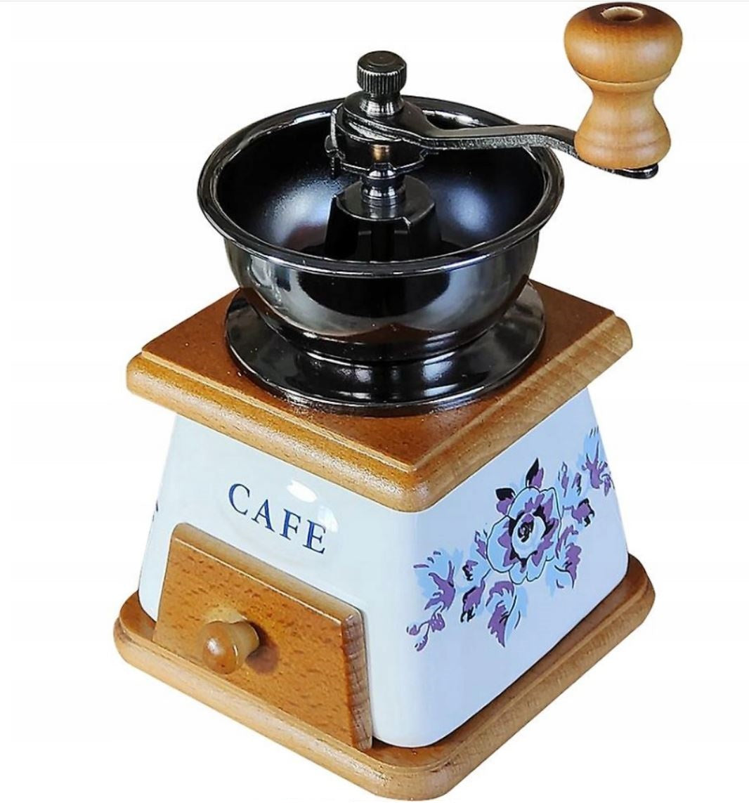Wooden ceramic coffee grinder, stylish, manual grinder 10×10×18 cm