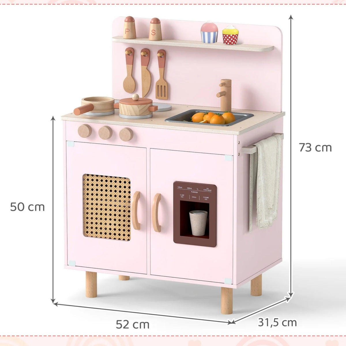 Wooden children's kitchen with cabinet Pink play kitchen Brand Costway