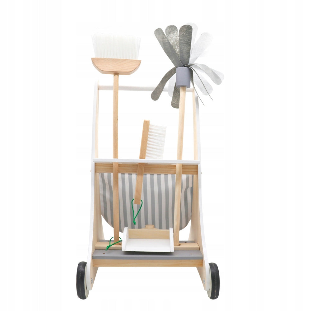 Wooden cleaning kit for children learning fun broom on wheels Brand Kinderlly