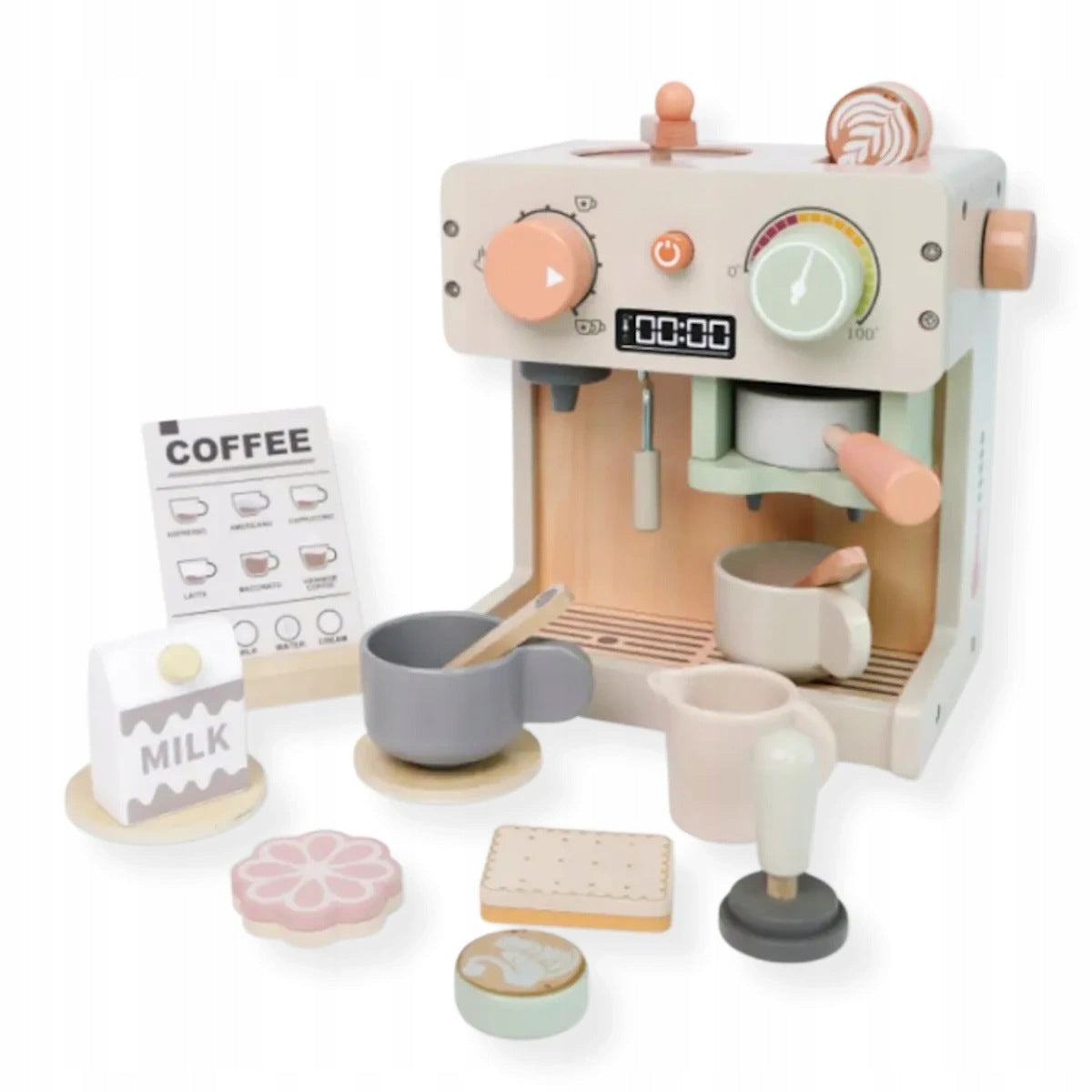 Wooden coffee set with coffee maker and accessories - for children 3+