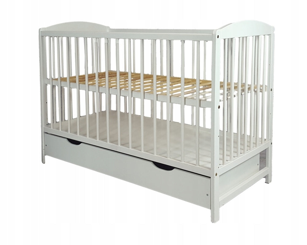 Wooden cot with drawer 120x60 cm white