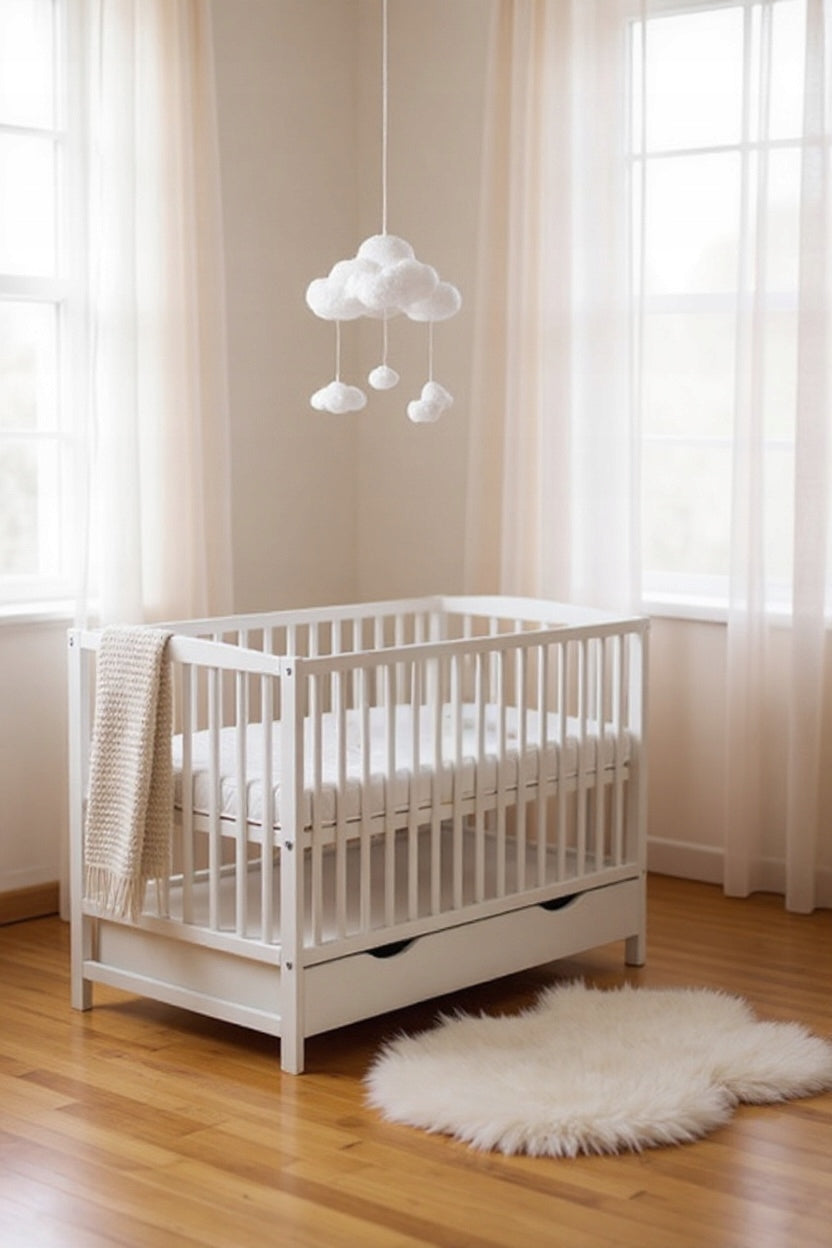Wooden cot with drawer 120x60 white ADA Brand Aruś