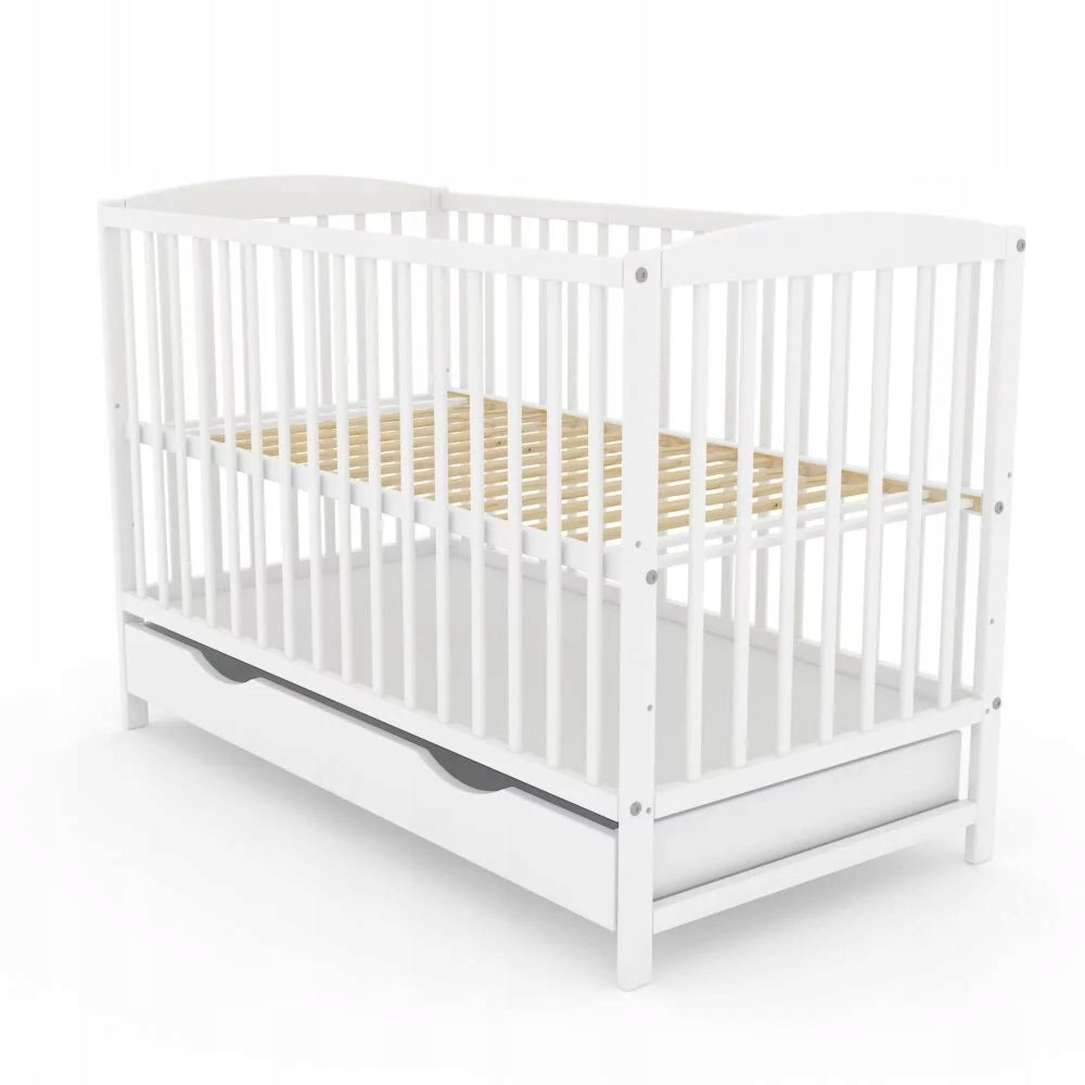 Wooden cot with drawer 120x60 white ADA