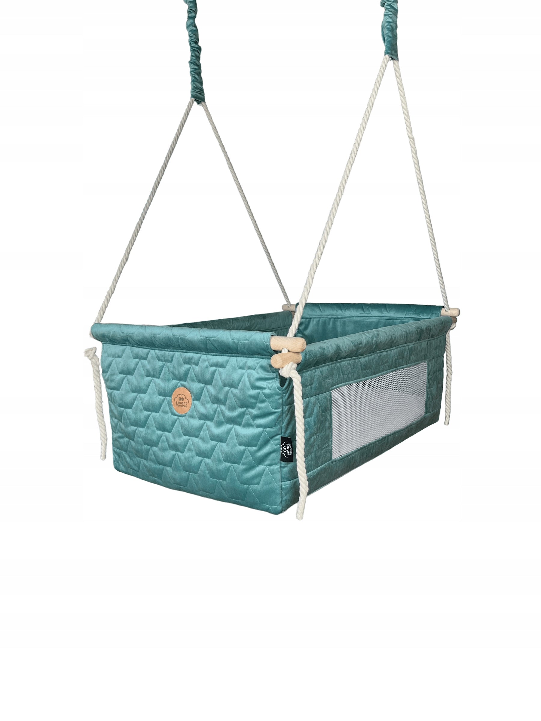 Wooden cradle velvet green, baby cot, delivery, baby Packaging status original