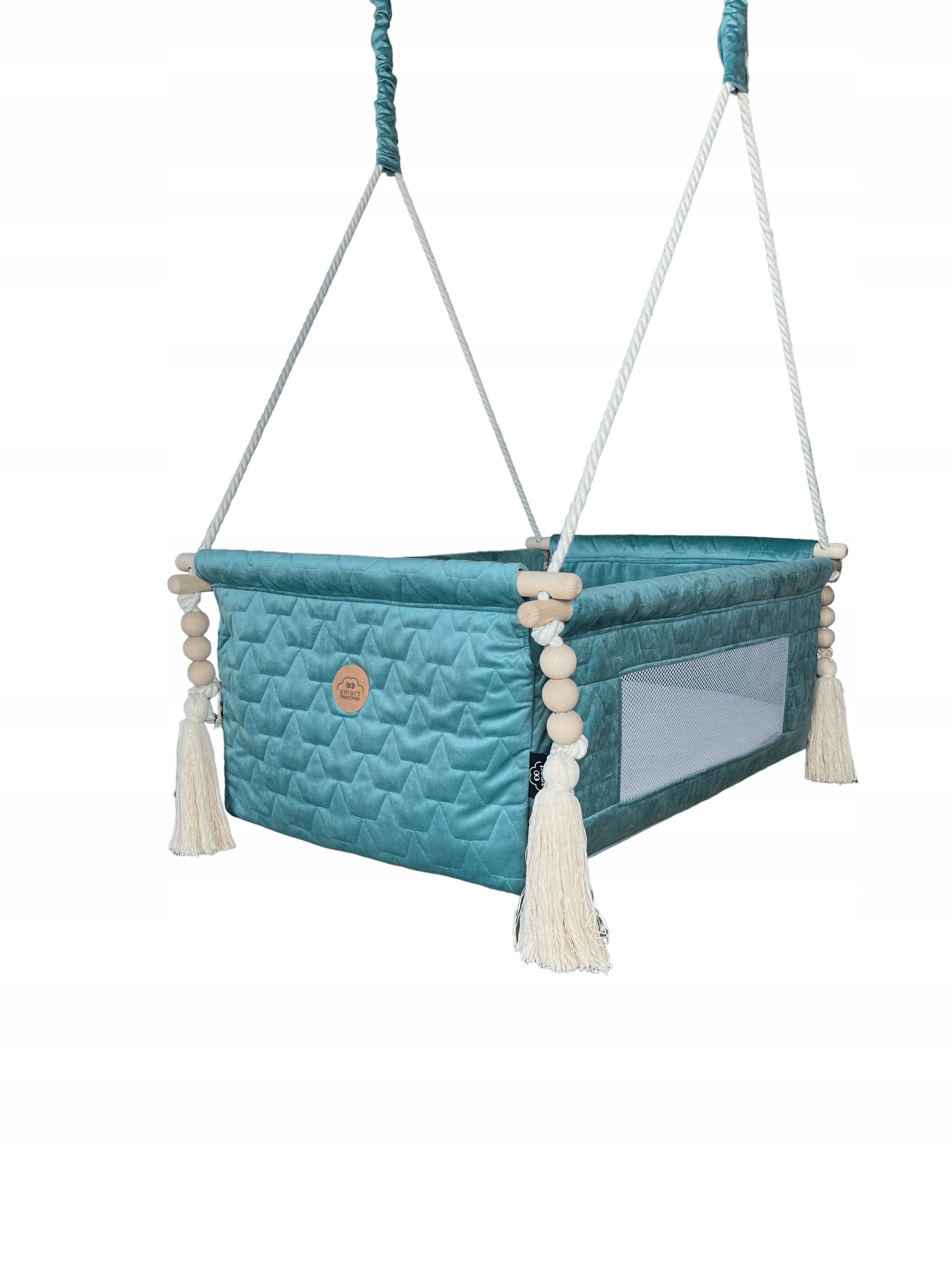 Wooden cradle velvet green, baby cot, delivery, baby