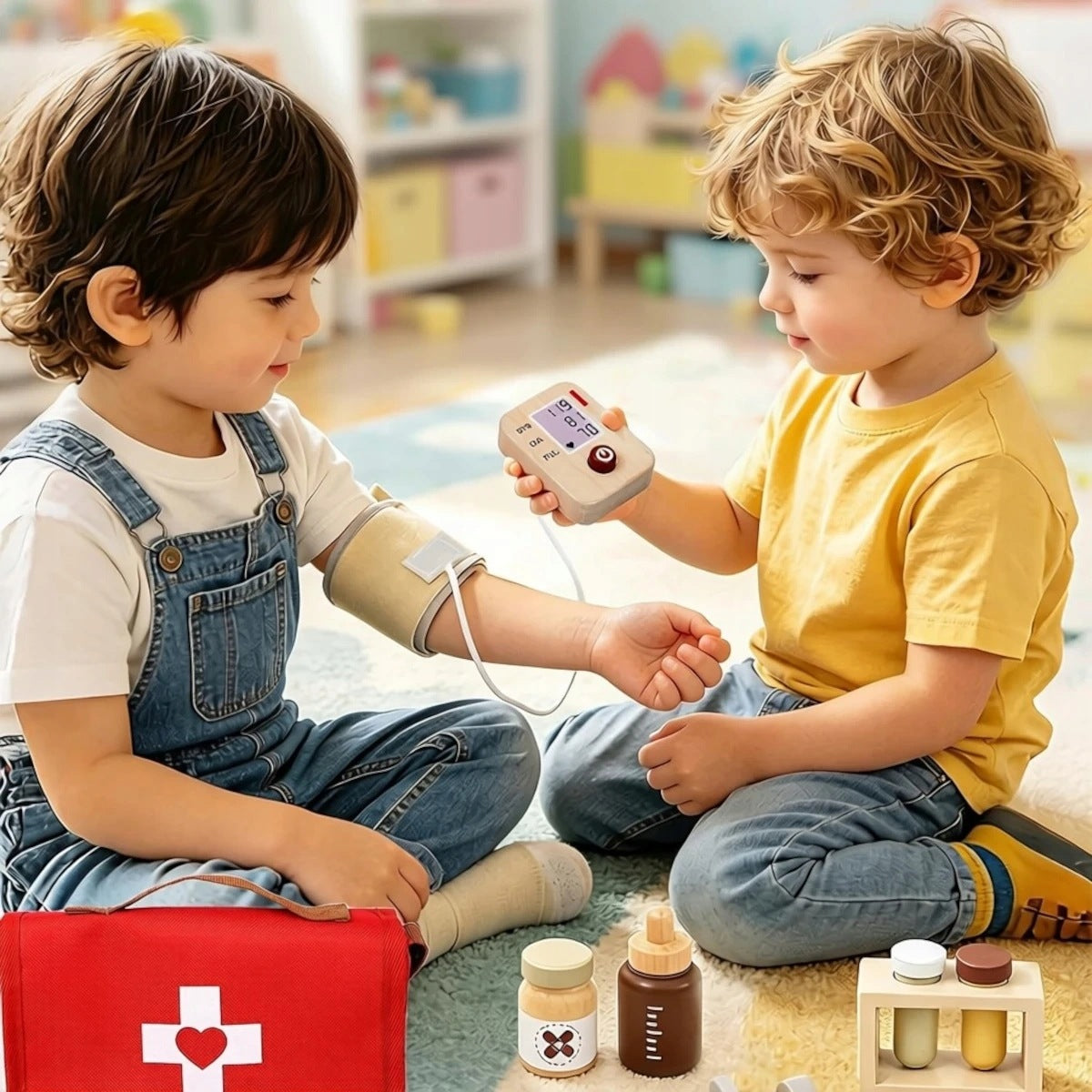 Wooden doctor set for children Kabi in bag 3+ natural wood Packaging status original