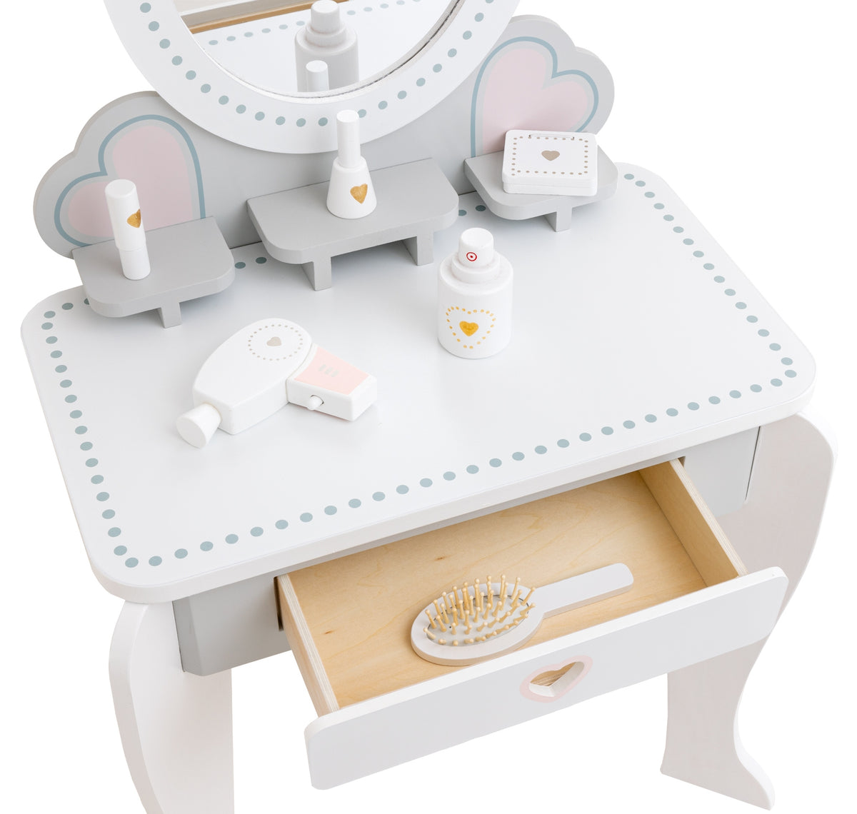 Wooden dressing table Doris white with accessories and mirror for children 3+ Brand Doris