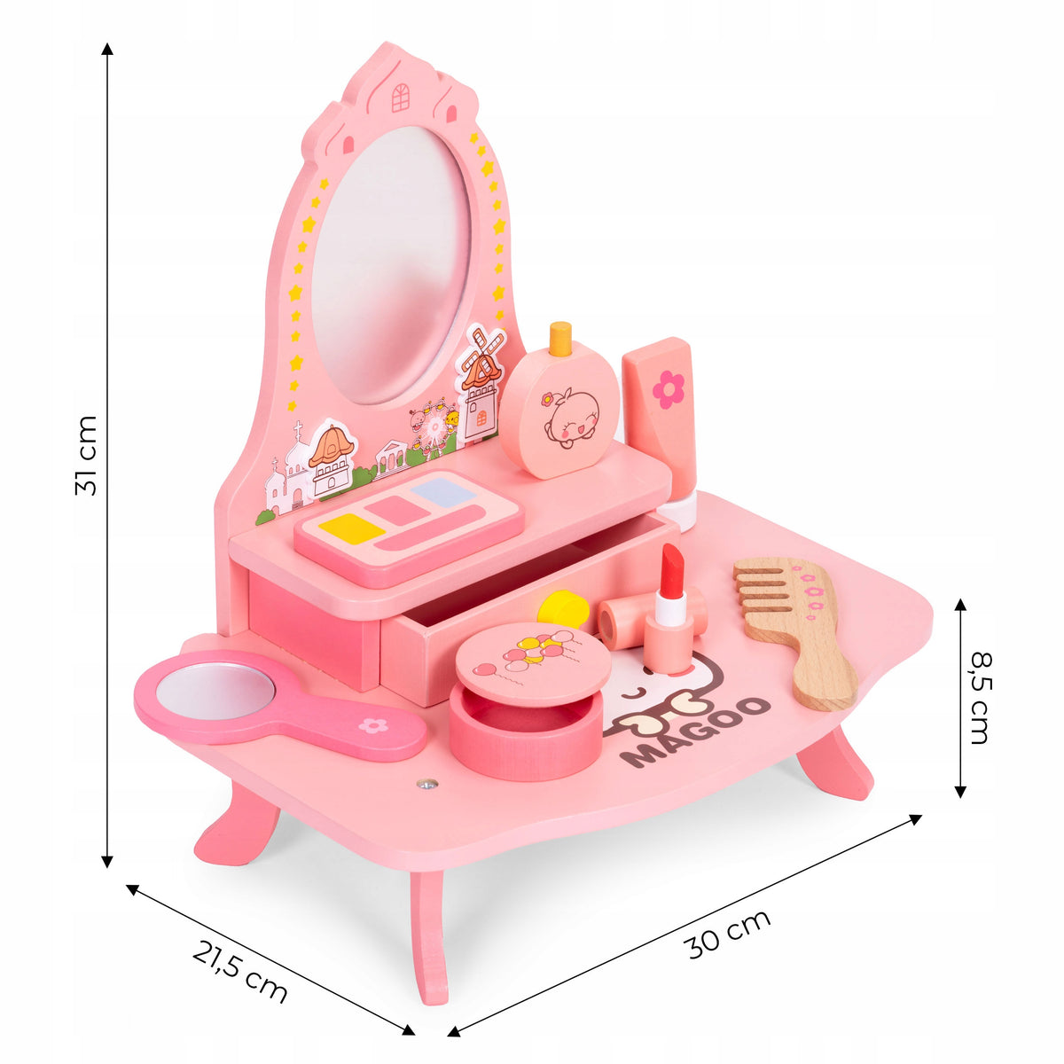 Wooden dressing table for children with mirror and drawer 7 accessories ECOTOYS Manufacturer code 5905817007271