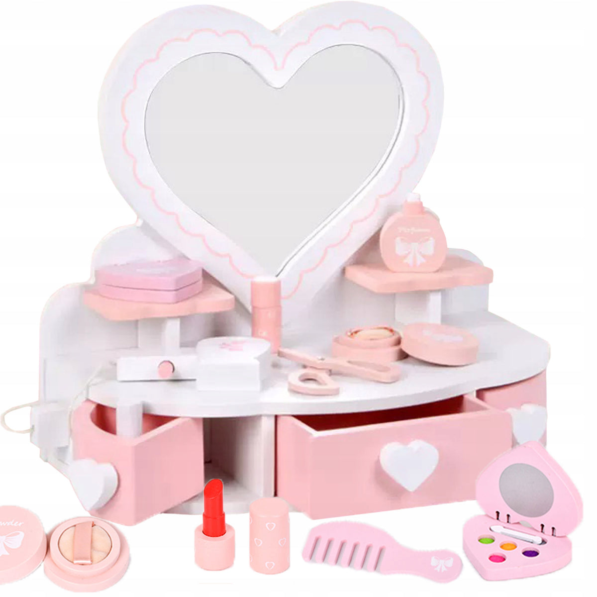 Wooden dressing table for girls cosmetics with accessories