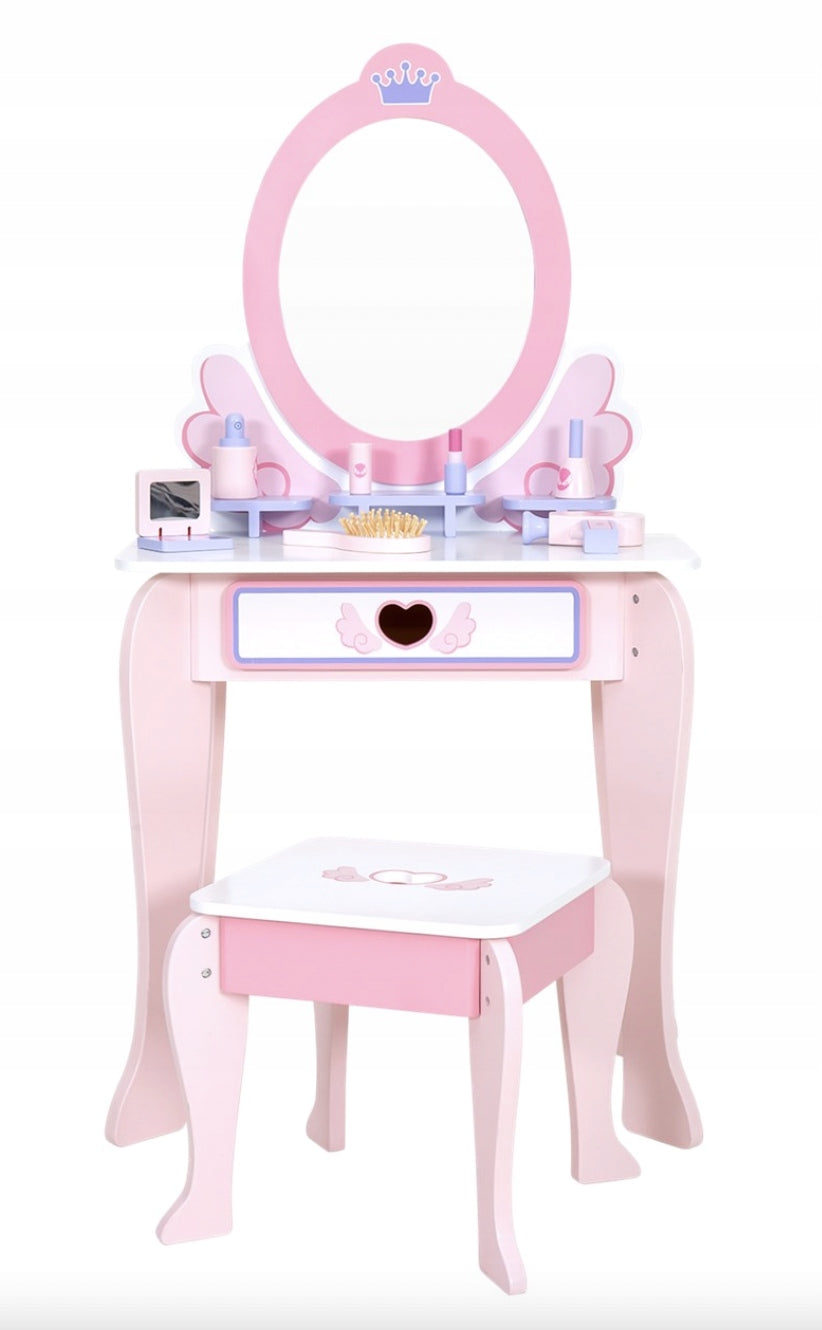 Wooden dressing table for girls large with mirror set Accessories dryer