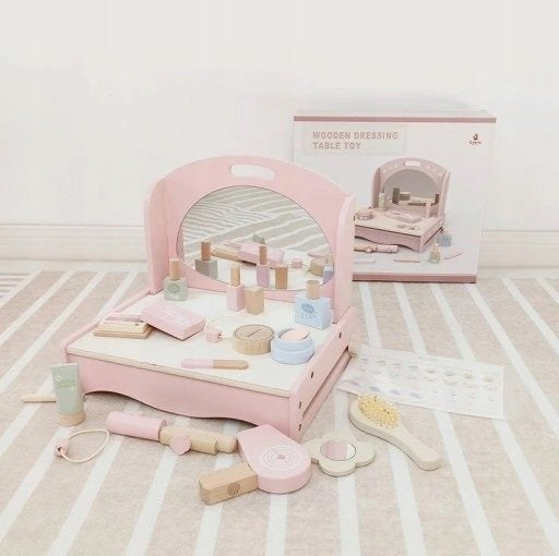 Wooden dressing table with mirror and cosmetic accessories for children 3+ Packaging status original