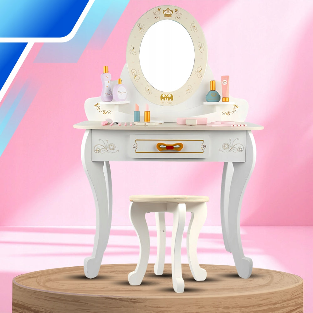 Wooden dressing table with stool and accessories toy for children large set Brand NiceKids