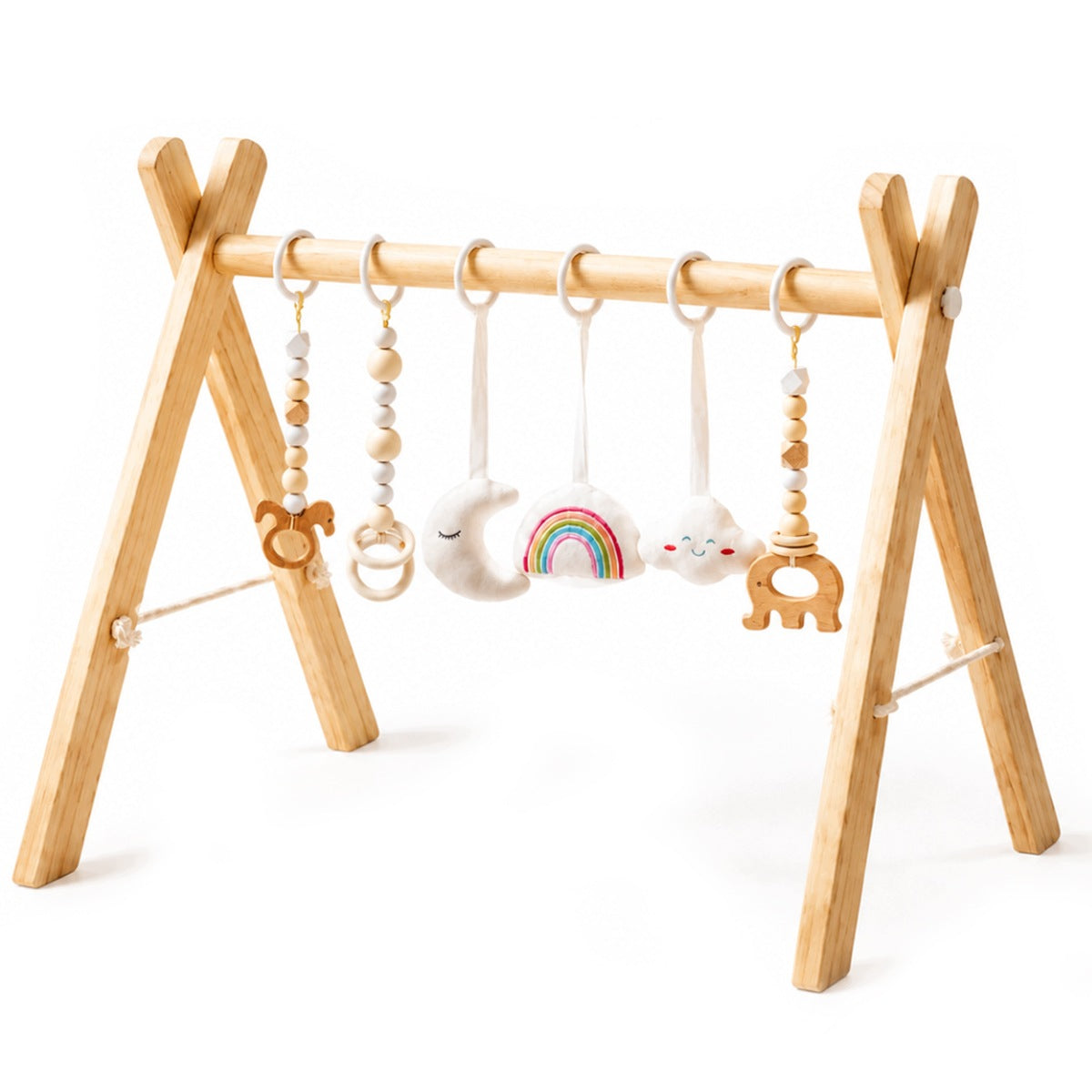 Wooden educational stand Baby Gym+ 6 pendants