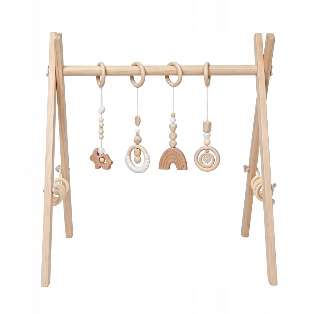 Wooden educational stand infant sensory pendants teether