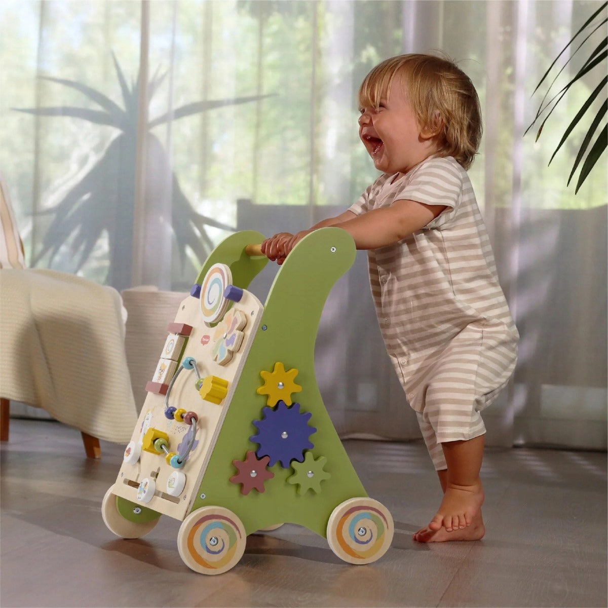Wooden educational walker-pusher 2in1 - Born to Party Packaging status original