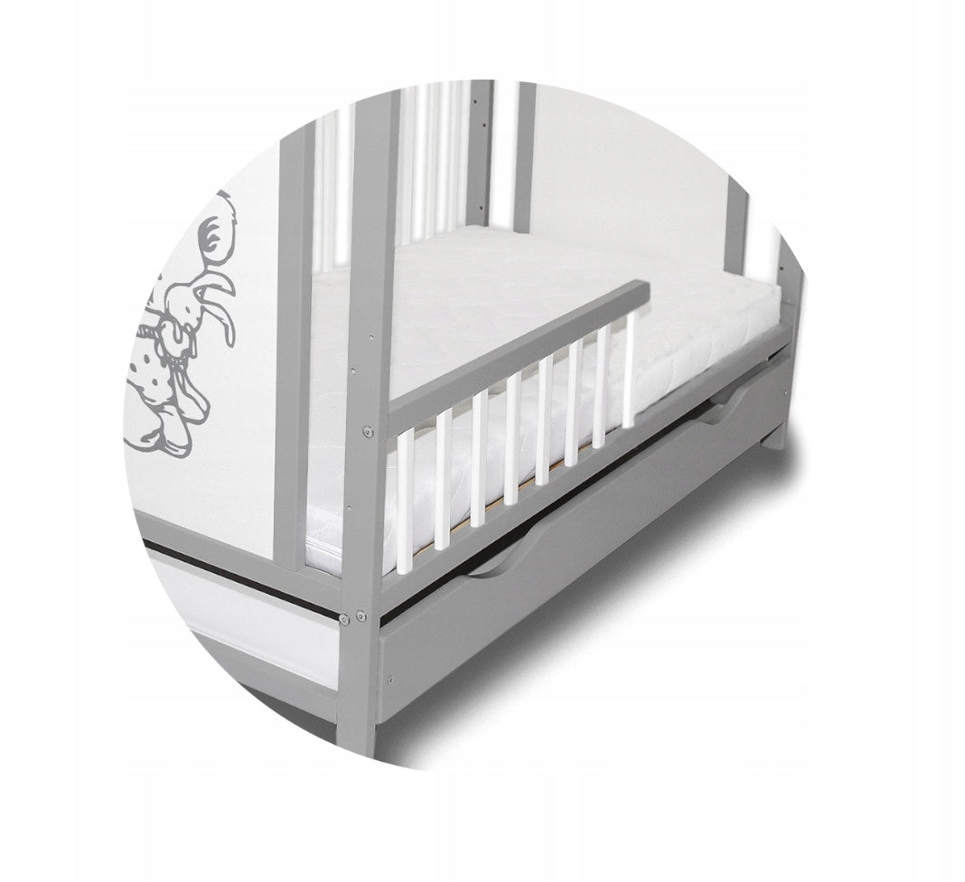 Wooden fence barrier for cot 120x60cm grey / white Packaging status original