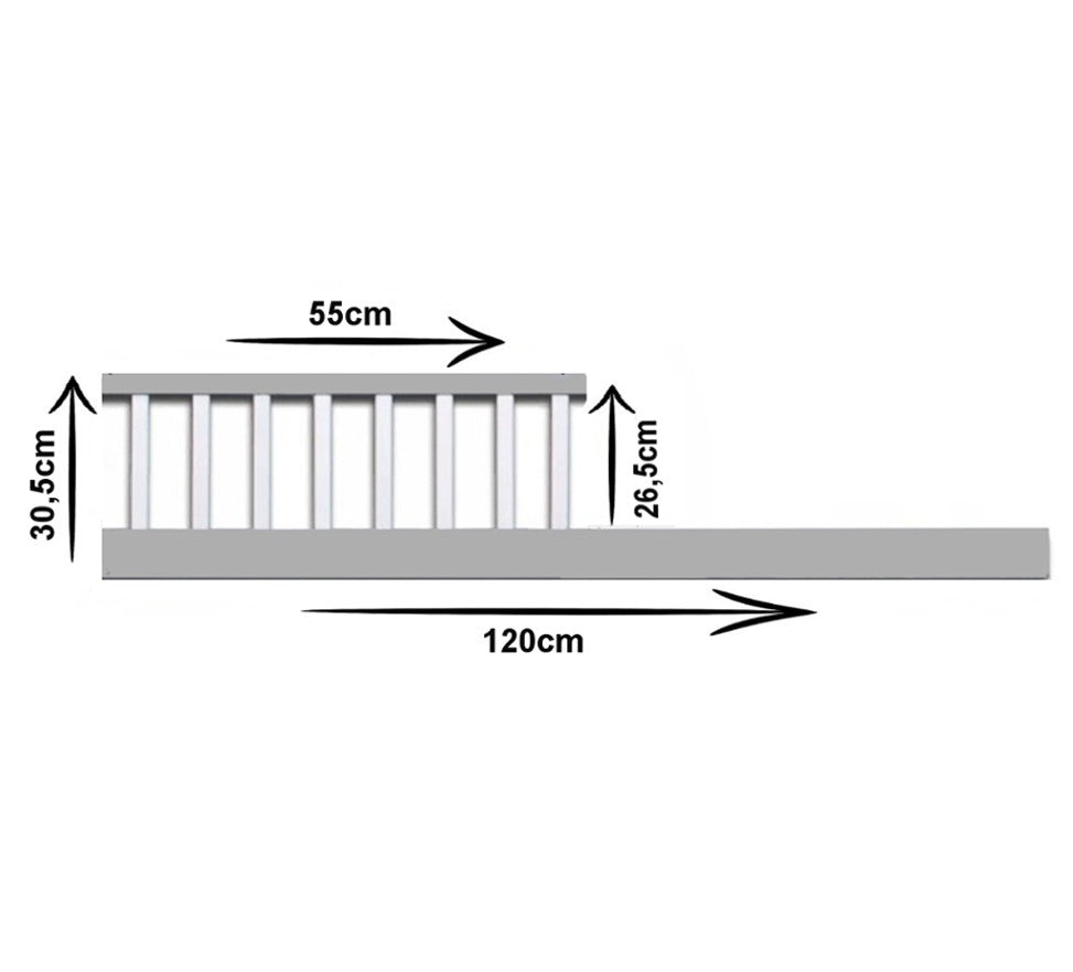 Wooden fence barrier for cot 120x60cm grey / white