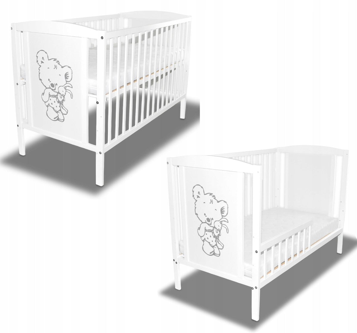 Wooden fence barrier for cot 120x60cm white Manufacturer code barierka biała